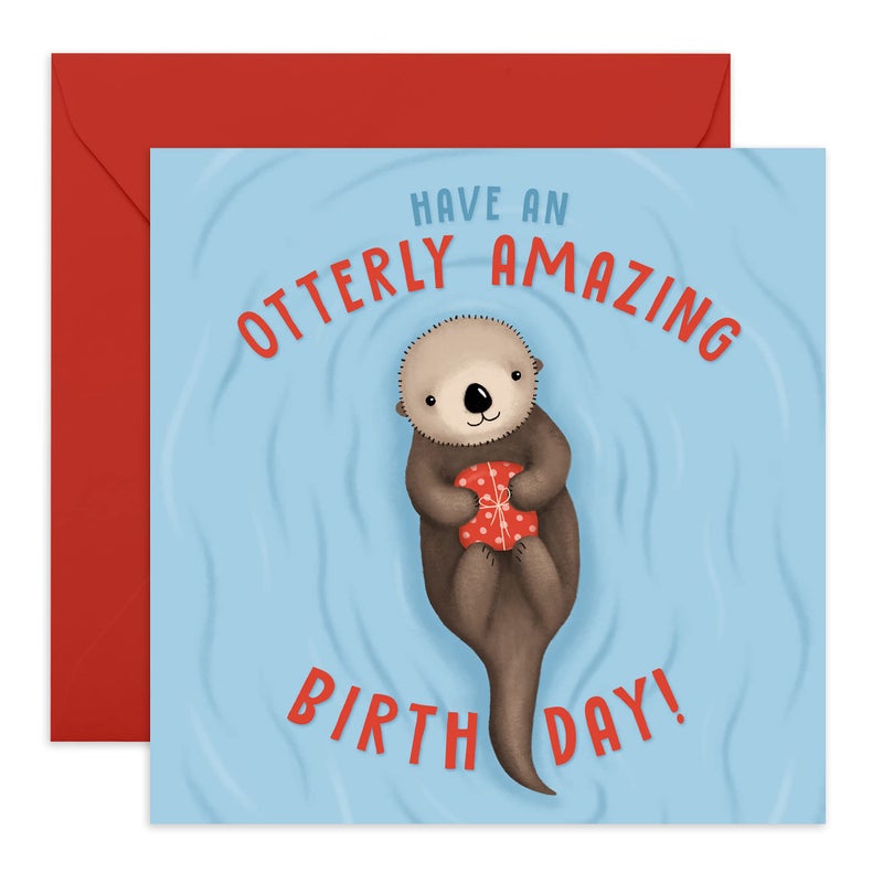 CENTRAL 23 - Cute Birthday Cards for Women - 'Have An Otterly Amazing Birthday' - Sweet Birthday Card for Mom - Fun Birthday Cards for Men - Comes with Fun Stickers - Image 1